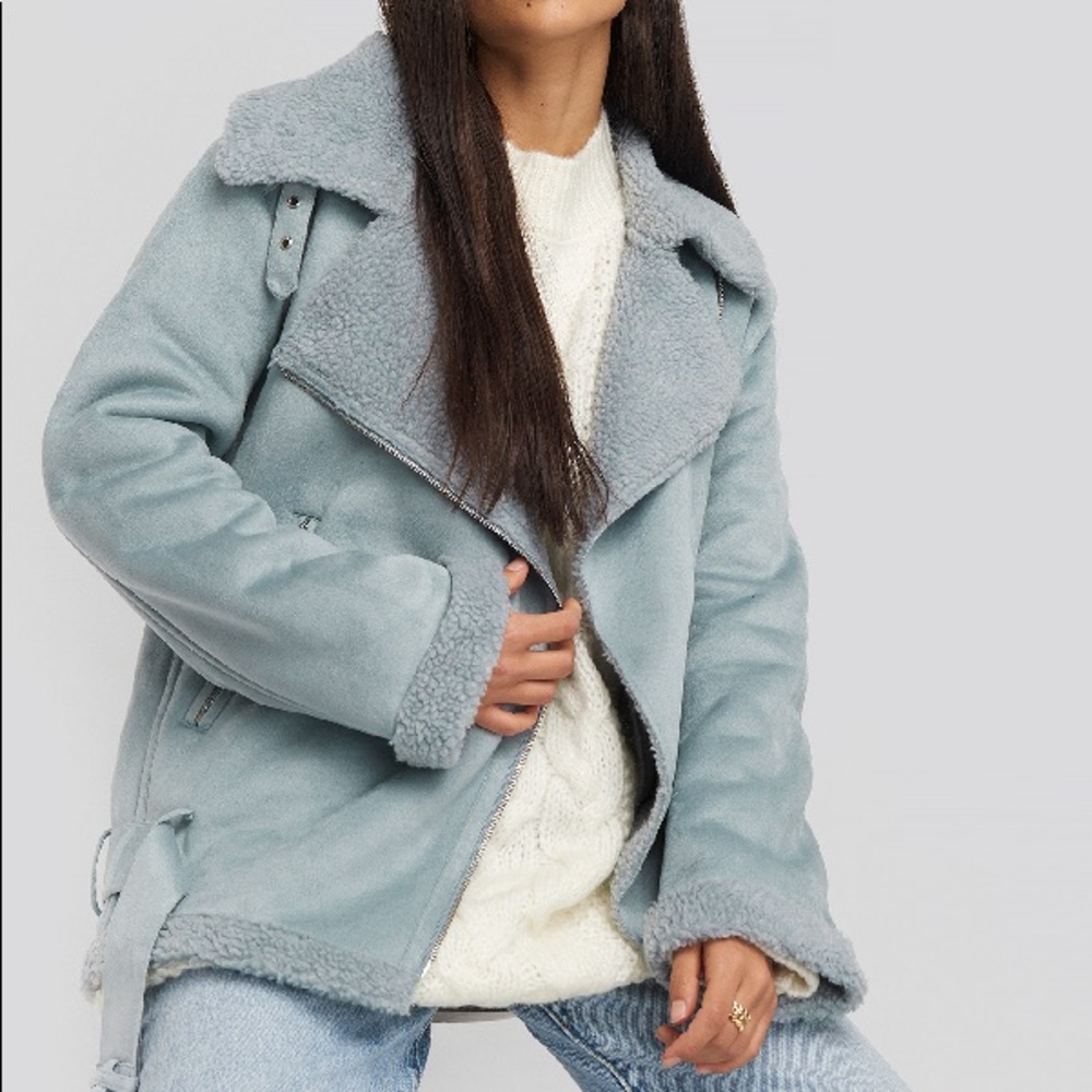 NA-KD Faux Suede Bonded Aviator Jacket